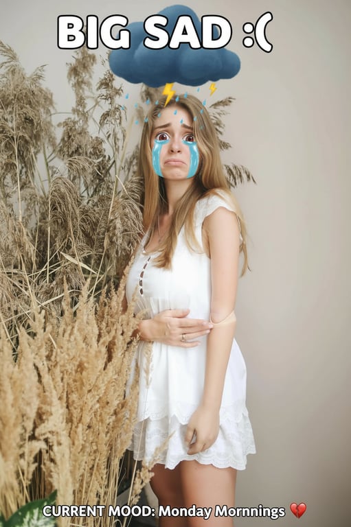 create a high-impact sad face filter that prioritizes visibility, humor, and exaggerated emotion suitable for short-form social media content