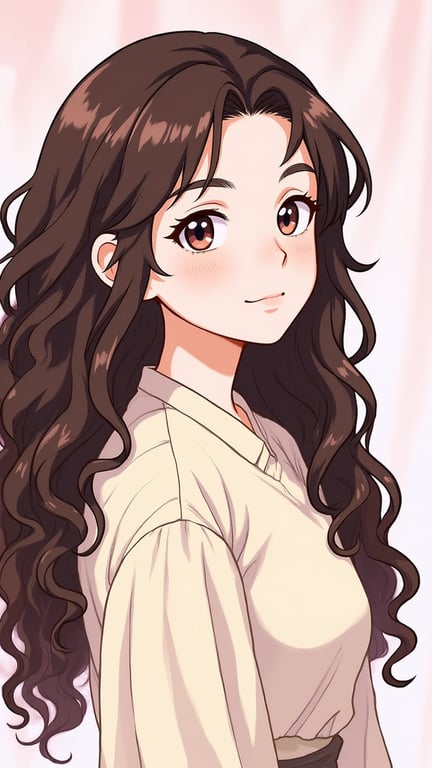 a portrait of a person illustrated in a shoujo anime art style with delicate facial proportions, rounded cheeks, gentle eyes, thin eyebrows, and soft color transitions
