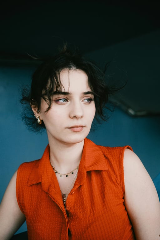 a portrait of a person stylized in a random cartoon character aesthetic featuring clean graphic lines, flat colors, varied proportions, and a lively cartoon mood