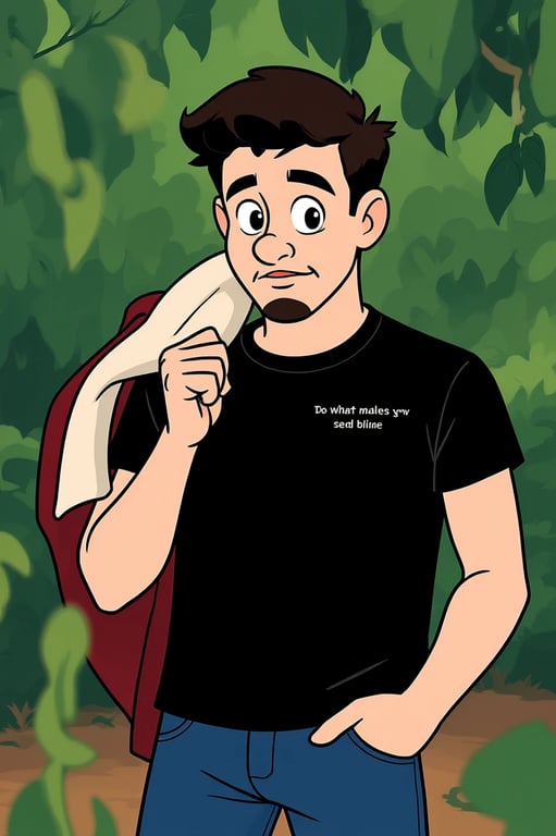 a fully reimagined Looney Tunes–inspired cartoon illustration of the person, drawn anew using classic animation principles rather than applying a visual filter, focusing on performance-driven facial expressions, elastic squash-and-stretch body proportions, simplified yet dynamic anatomy, bold contours, bright saturated vintage colors, smooth painted shading, and exaggerated slapstick character acting.