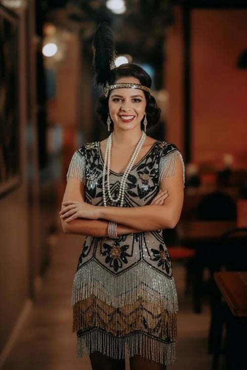 Fashion 20s Style filter after transformation - portrait wearing art deco vintage outfit
