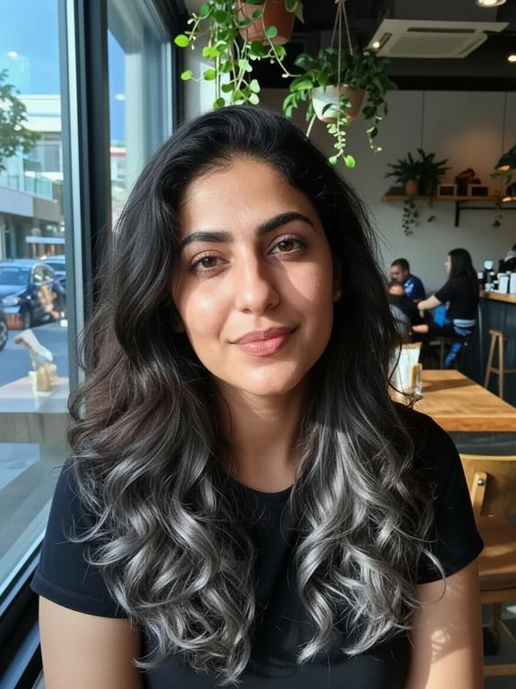 Apply a subtle ash-grey balaya...