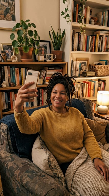 Convert the living room selfie...