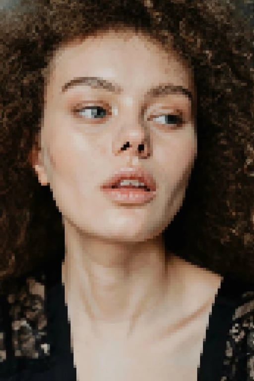 AI pixelate image filter after transformation - image rendered with pixel block effect