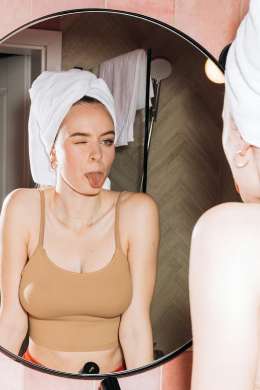 AI body enhancement filter after transformation - fashion lookbook photo with enhanced body