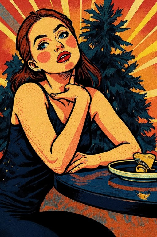 Comic Book Style filter after transformation - portrait in bright pop art comic style with halftone texture and bold outlines