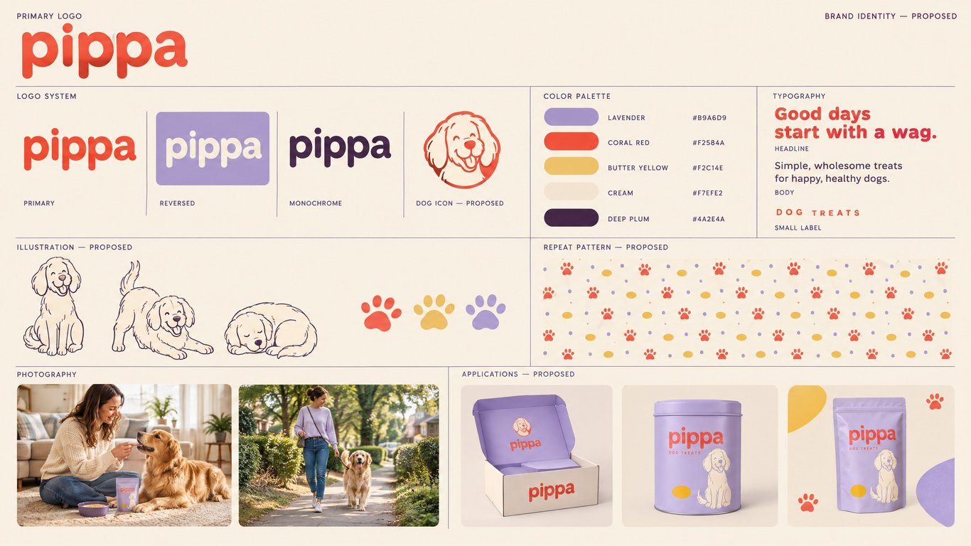 gallery item - 4 - Create a playful brand kit for Pippa with colorful illustrations and friendly typography.