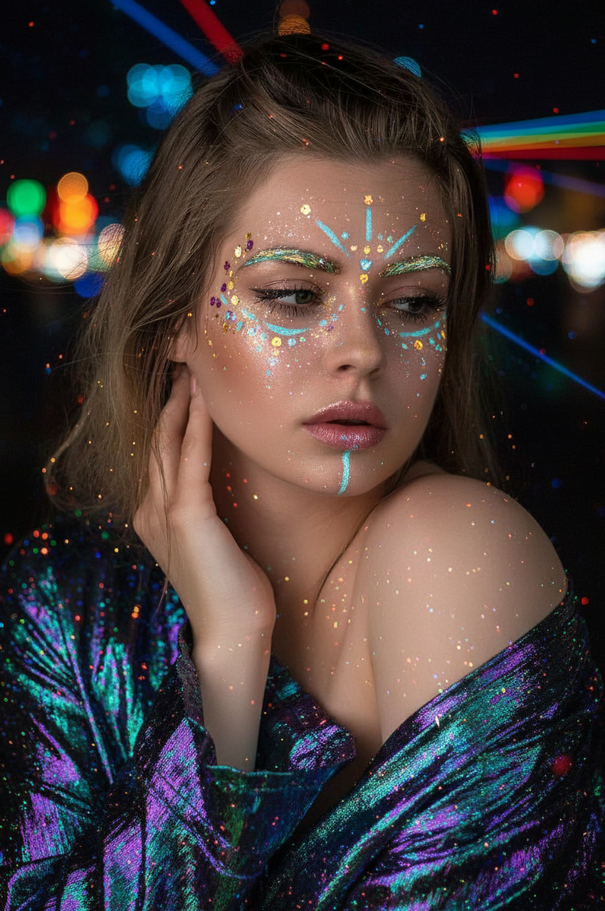 AI music festival outfits filter after transformation - creative portrait styled with edgy concert fashion