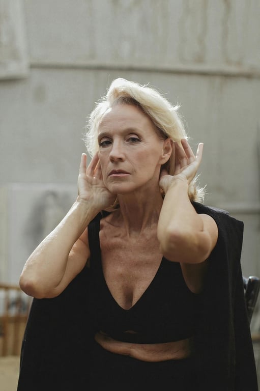 AI wrinkle remover filter after transformation - studio photo enhanced with anti-aging effect