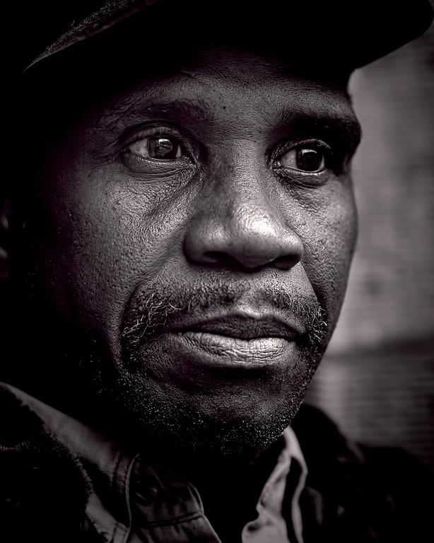 ai eye contact correction before photo - man portrait