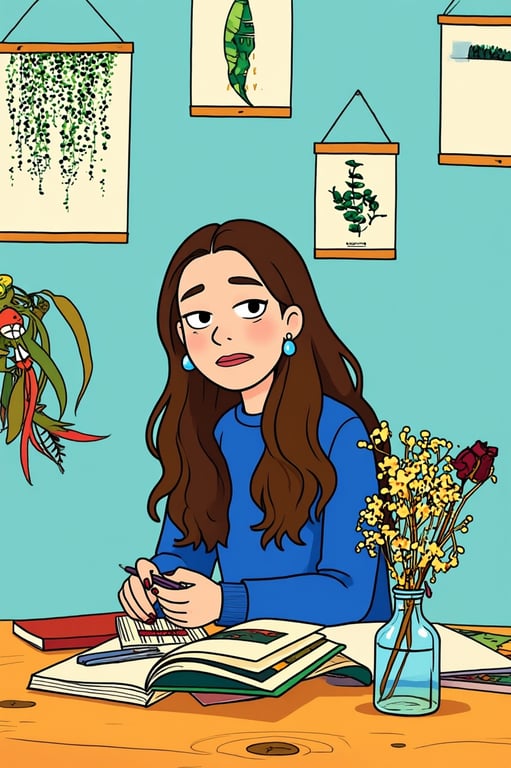 a portrait of a person illustrated in a surreal cartoon animation style inspired by Adventure Time, intentionally removing realism, using awkward proportions, noodle arms, simplified facial features, flat colors, and a whimsical absurd tone.