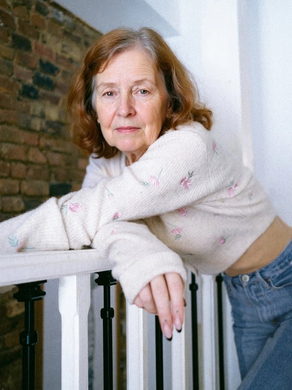 AI age progression filter after transformation - creative portrait depicting future aged version