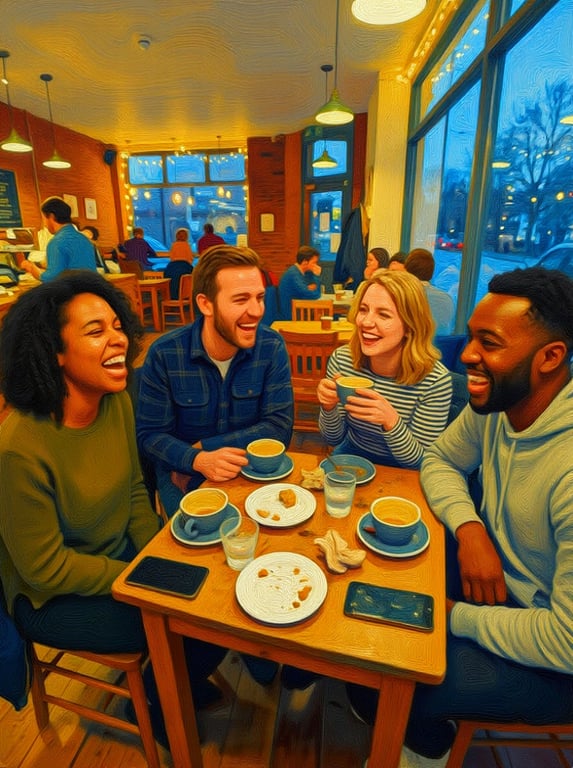 Transform this group café snap...