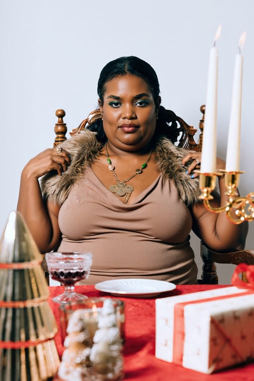 AI fat filter after transformation - casual portrait with face and body fattening