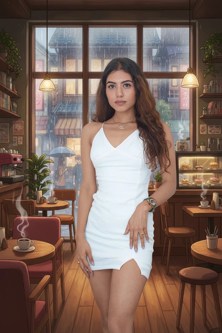 AI anime backgrounds after transformation - selfie transformed into anime-style fantasy scene