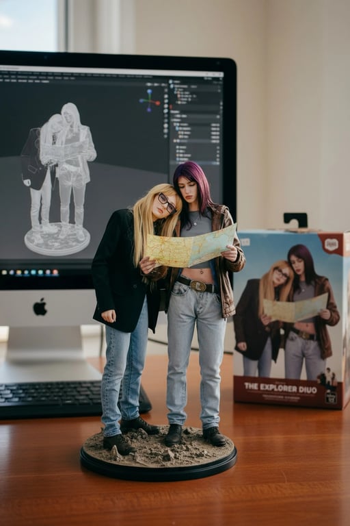 ai action figure generator after: a realistic action figure posed on friends reading the map