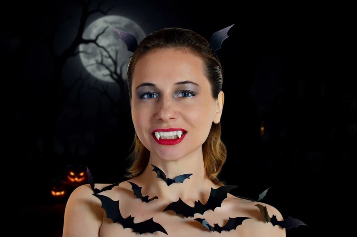 ai Halloween background after pic-women portrait with Halloween background