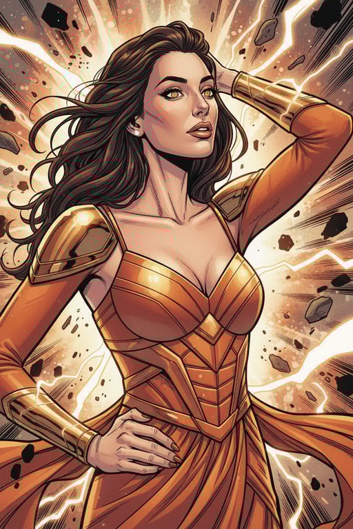 a portrait of a person reimagined as a Marvel superhero comic character with dynamic pose cues, expressive eyes, stylized facial planes, bold ink strokes, high-contrast comic shading, and energetic superhero storytelling