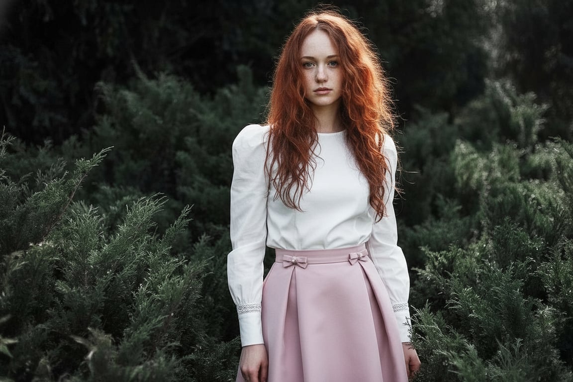 AI coquette outfits filter after transformation - fashion portrait featuring delicate feminine details