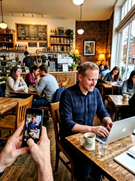 Convert the busy café backgrou...