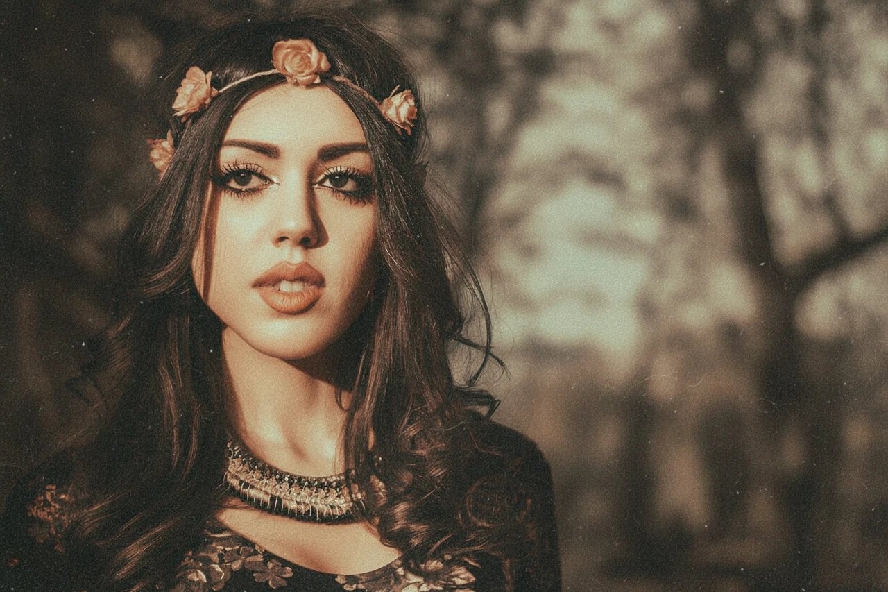 AI 90s filter after transformation - studio photo turned into vintage analog portrait