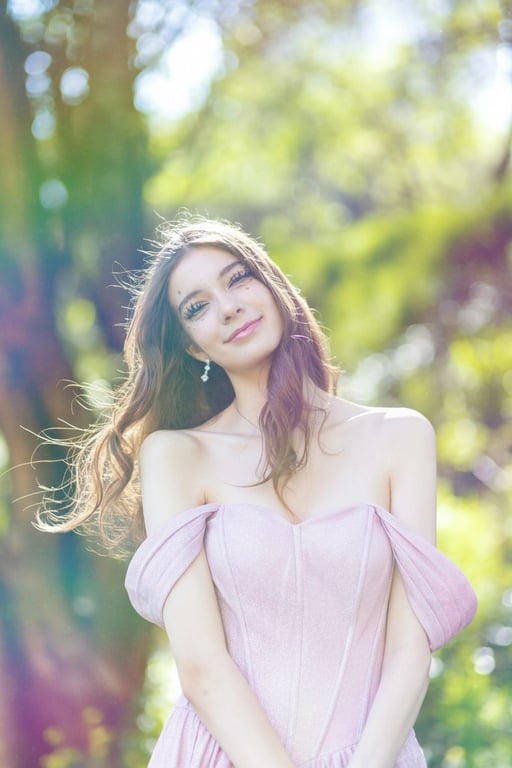 AI rainbow air filter after transformation - fashion portrait with magical holographic tone