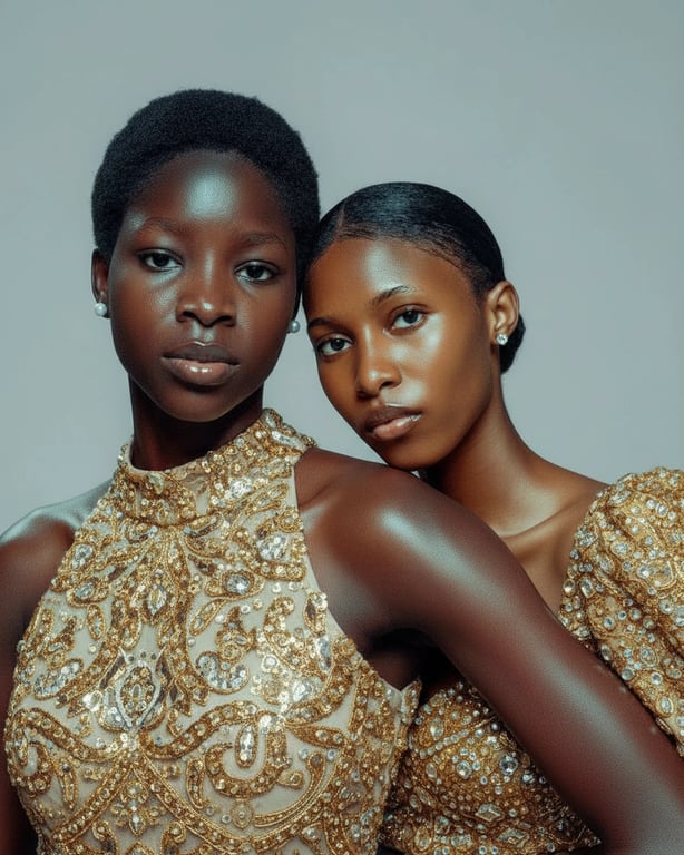 Gold Party Clothes filter after transformation - portrait styled in luxury gold celebration look