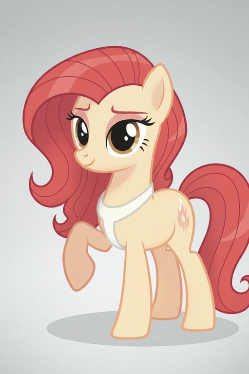 A portrait of a person transformed into an unmistakably quadruped My Little Pony pony, no arms or hands, no human posture, identity retained through mane styling, eye expression, and color palette, original background intact, pastel tones, animation-style shading, and a meaningful cutie mark.