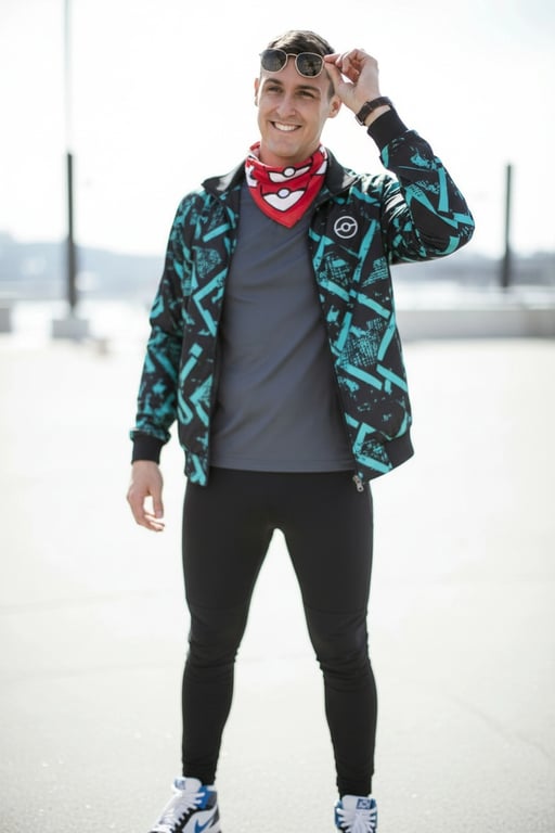 AI Pokémon trainer filter after transformation - studio photo with AI generated trainer and Pokémon