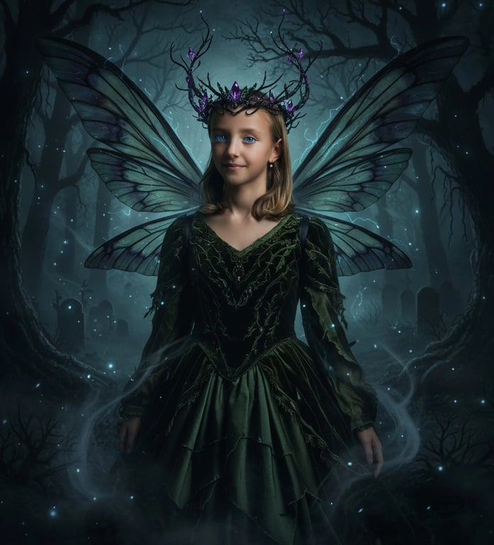 AI fairy after pic - elegant dark fairy with mystical atmosphere