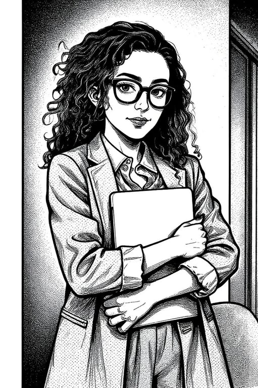 Manga art styles filter after transformation - portrait in dramatic black and white manga style with strong shadows and tones