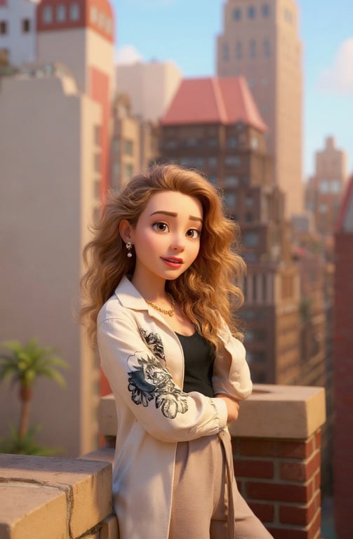 AI Disney style filter after transformation - fashion portrait with soft Disney cartoon shading