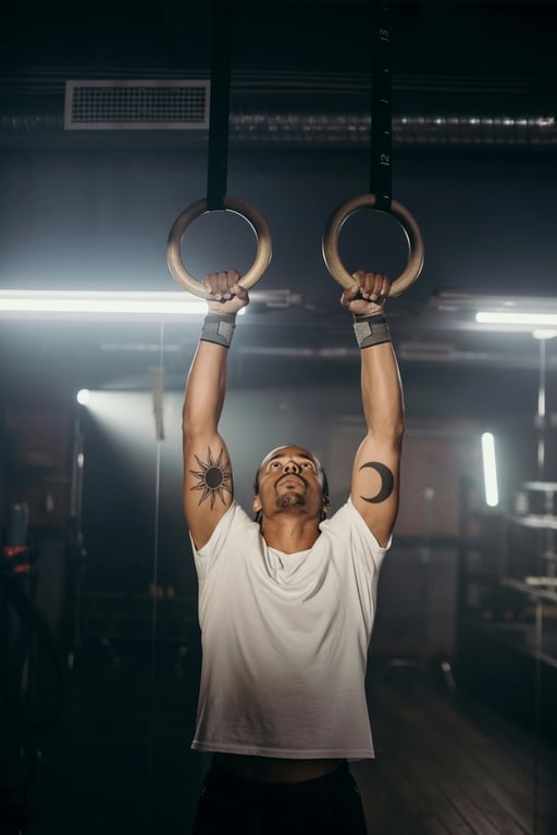 ai tattoo generator after pic - man using round hanging ring with tattoo