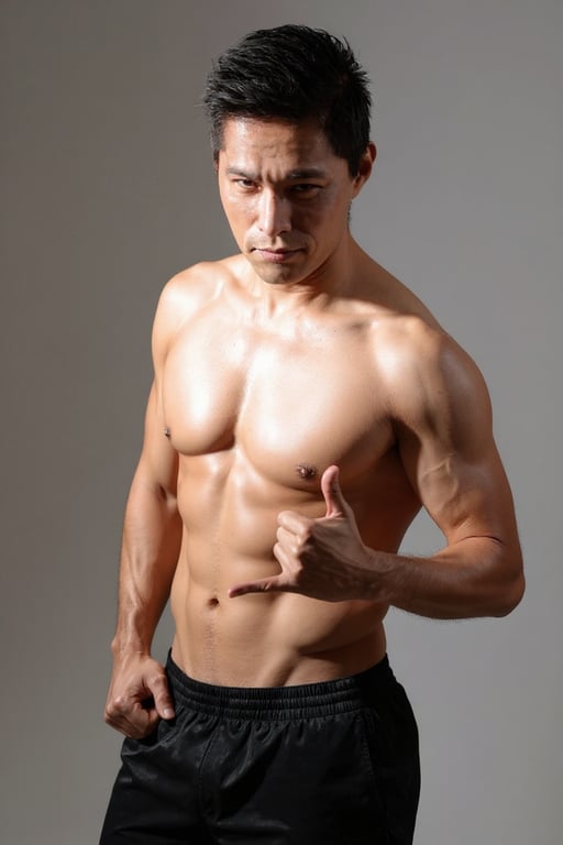 AI muscle enhancement filter after transformation - muscle enhancement effect applied