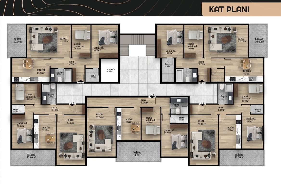 Karahasanlı'da Şehir Hast. Yakını Yeşil Alan Cepheli 2+1 Havuzlu Sitede Lüks Daireler - 9