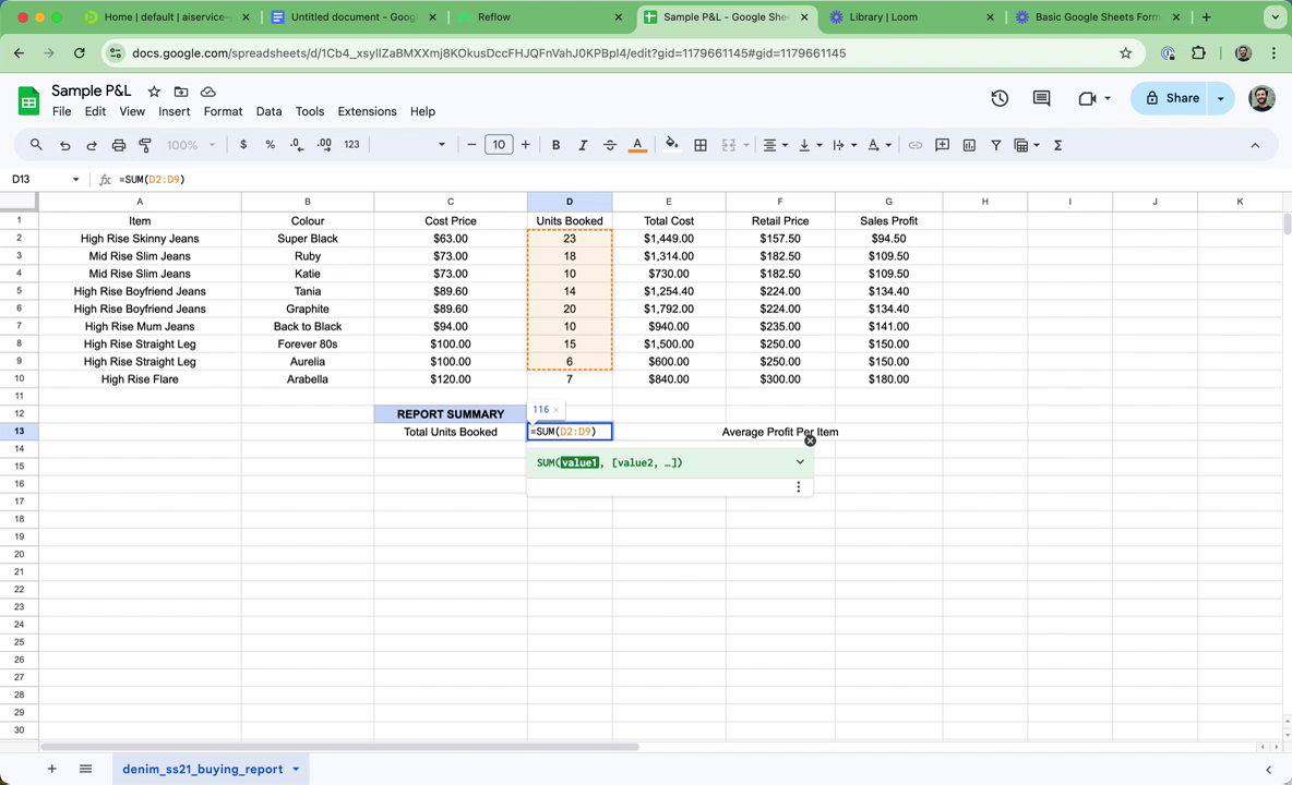 Editing the formula to change the range