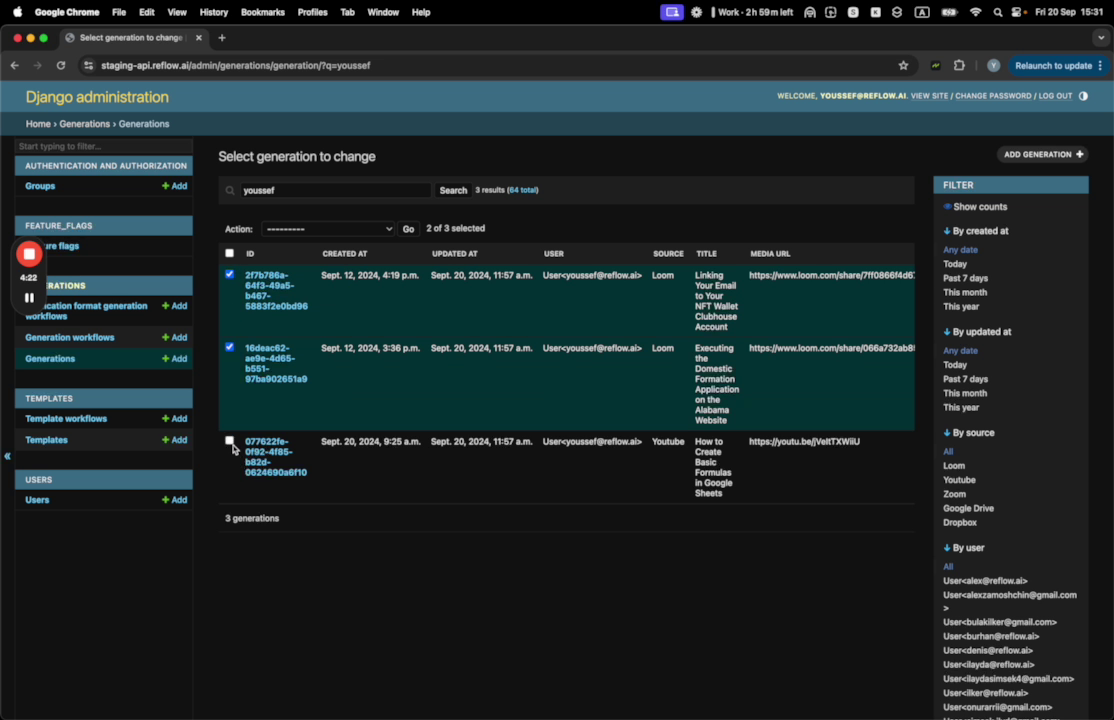 Selecting SOPs to sync