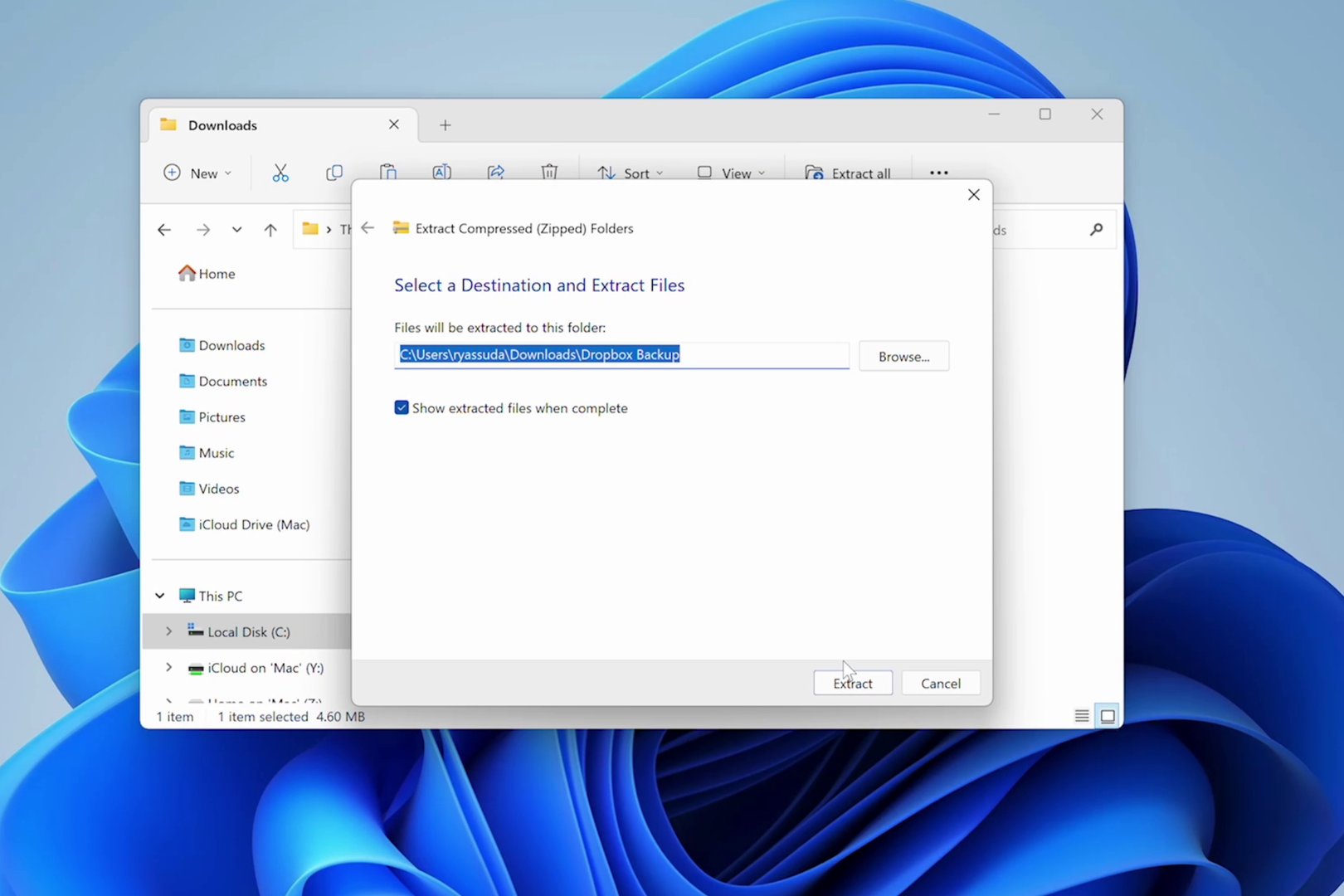 Unzip the Downloaded Folder on Windows