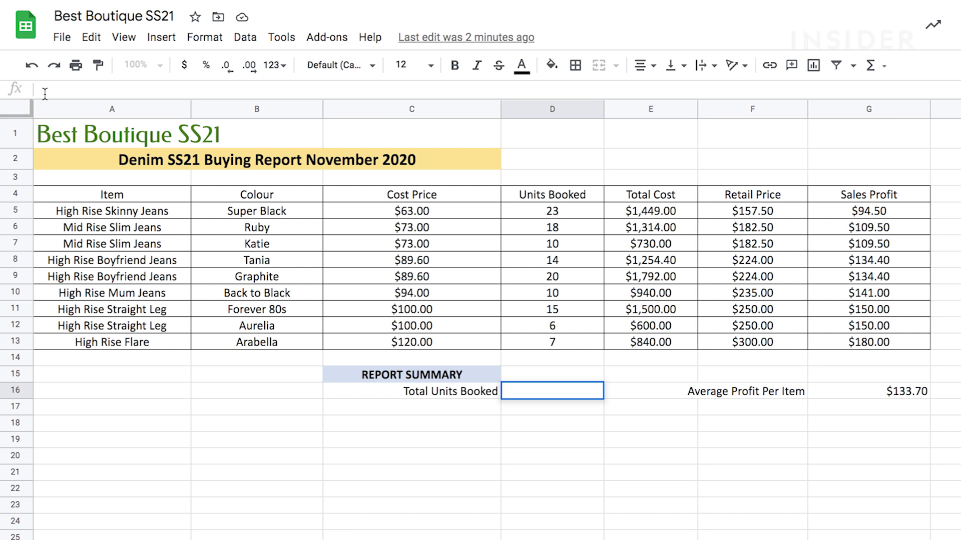Choosing a formula for stock calculation