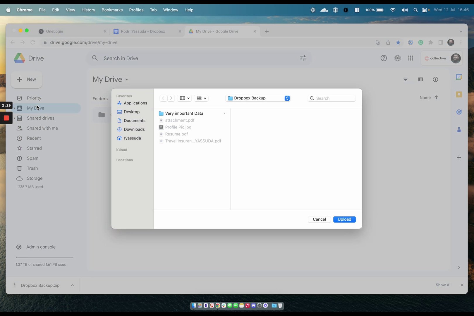 Click the plus new button, and in the submenu select folder upload