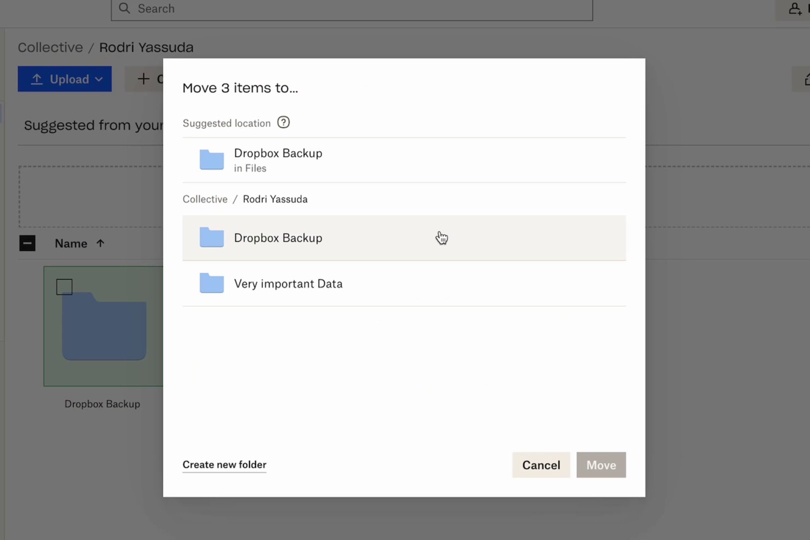 Click the move button