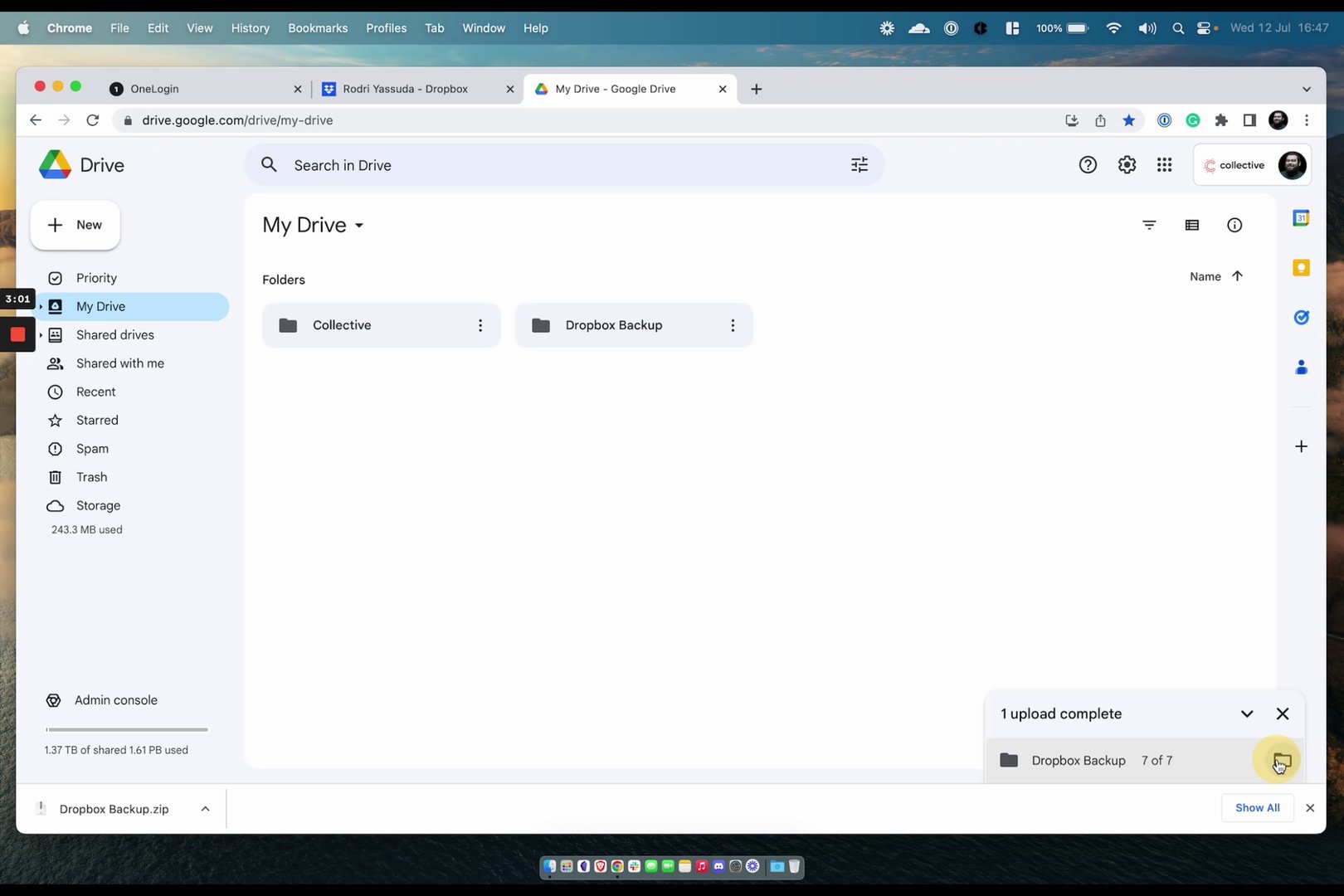 Congratulations! You successfully migrated your Dropbox data to Google Drive