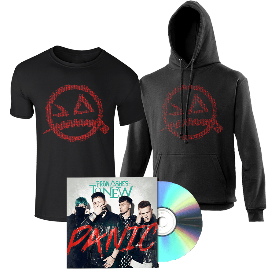 Buy Online From Ashes to New - Panic Red Bundle (Hoodie, T-Shirt, CD + Digital Download)