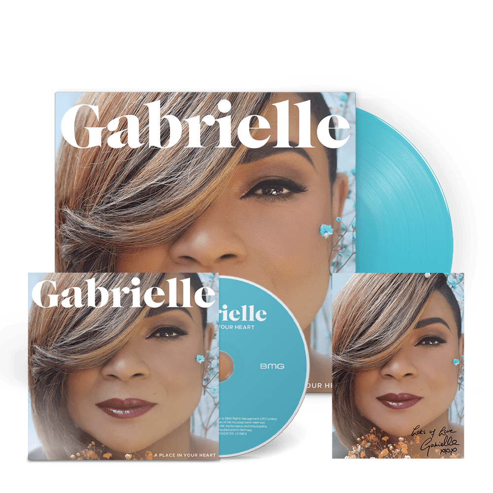 Buy Online Gabrielle - A Place In Your Heart Transparent Curacao Blue Vinyl + CD + Signed Print