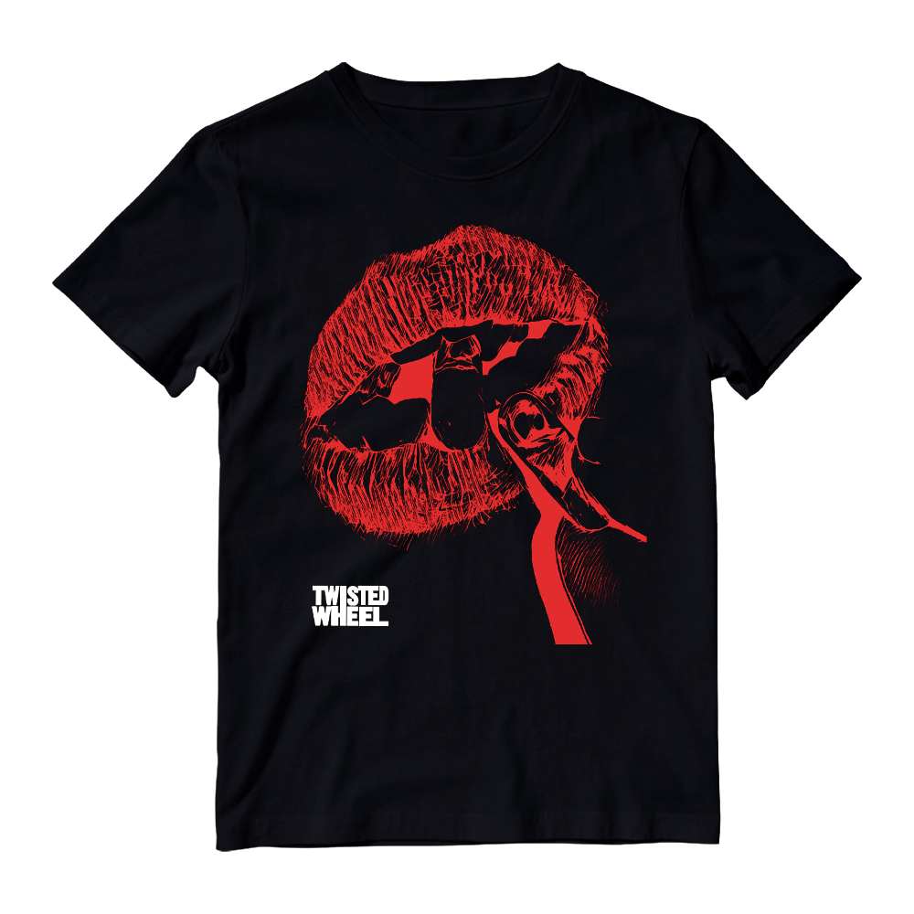 Buy Online Twisted Wheel - Red Lips Black T-Shirt