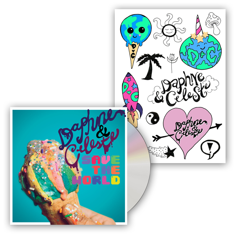 Buy Online Daphne & Celeste - Daphne & Celeste Save The World CD + Temp Tattoo Pack