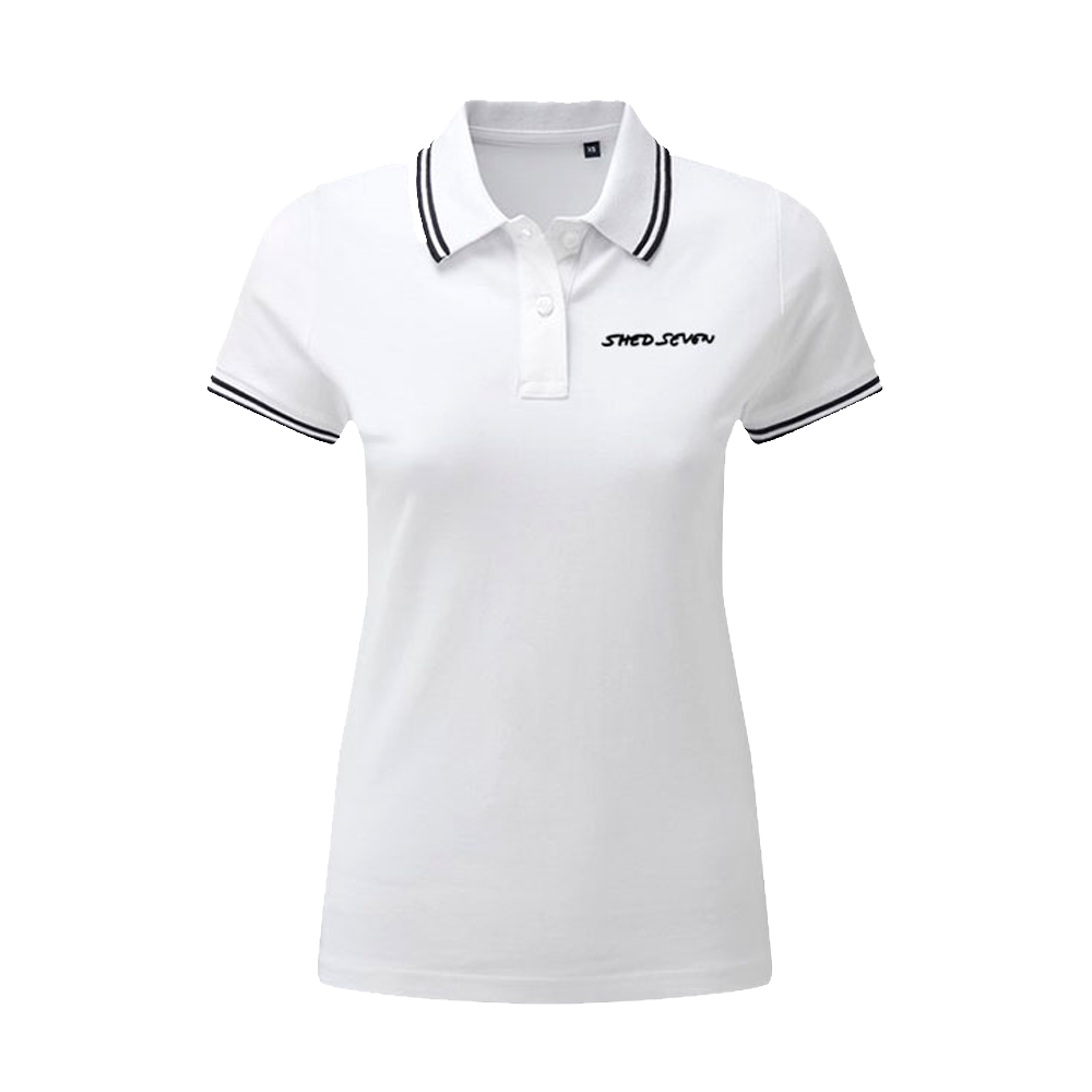 Buy Online Shed Seven - Ladies Shed Seven White Polo Shirt