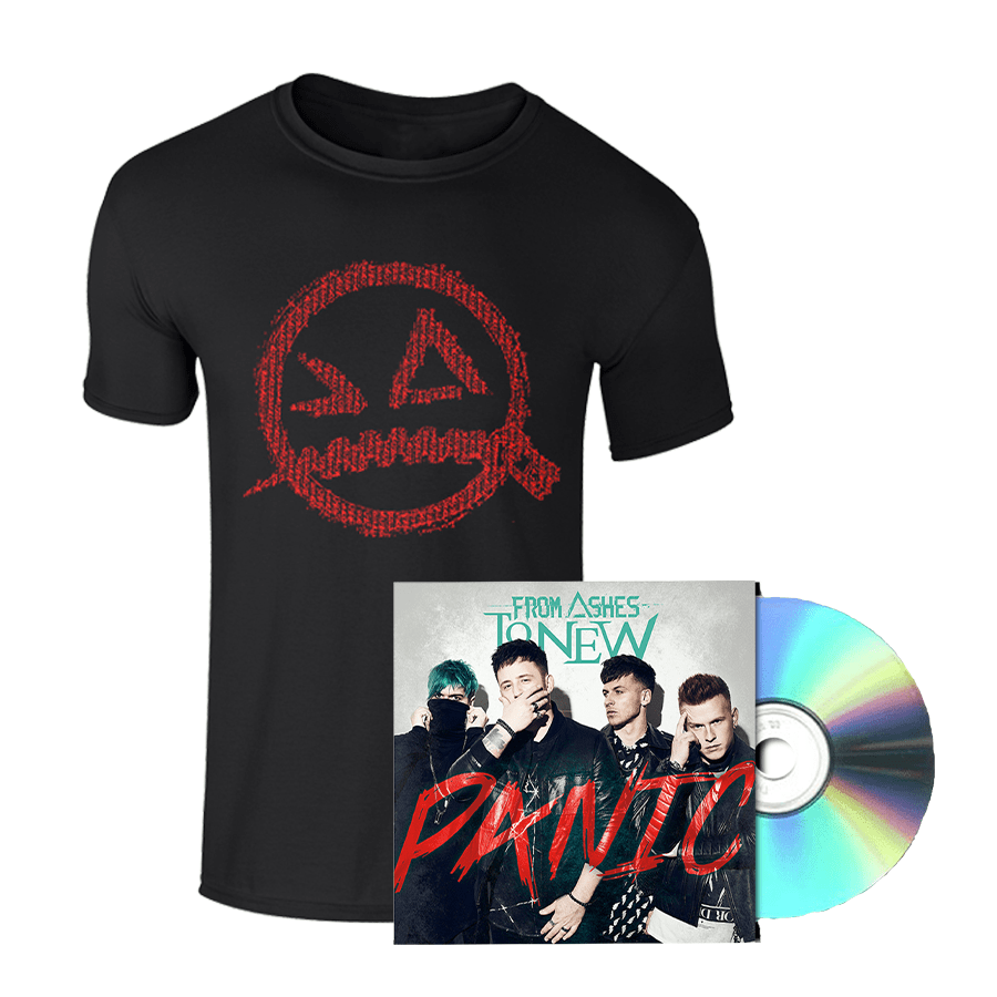 Buy Online From Ashes to New - Panic Red Bundle (T-shirt and CD Bundle)