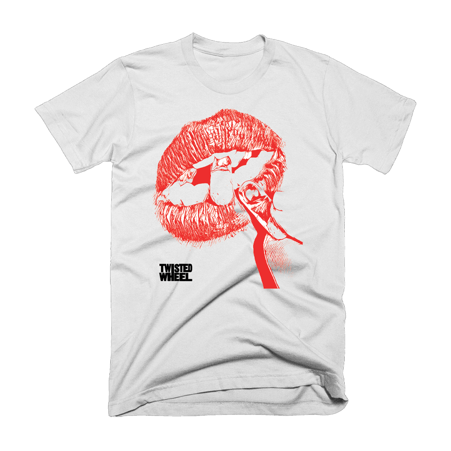 Buy Online Twisted Wheel - Red Lips White T-Shirt