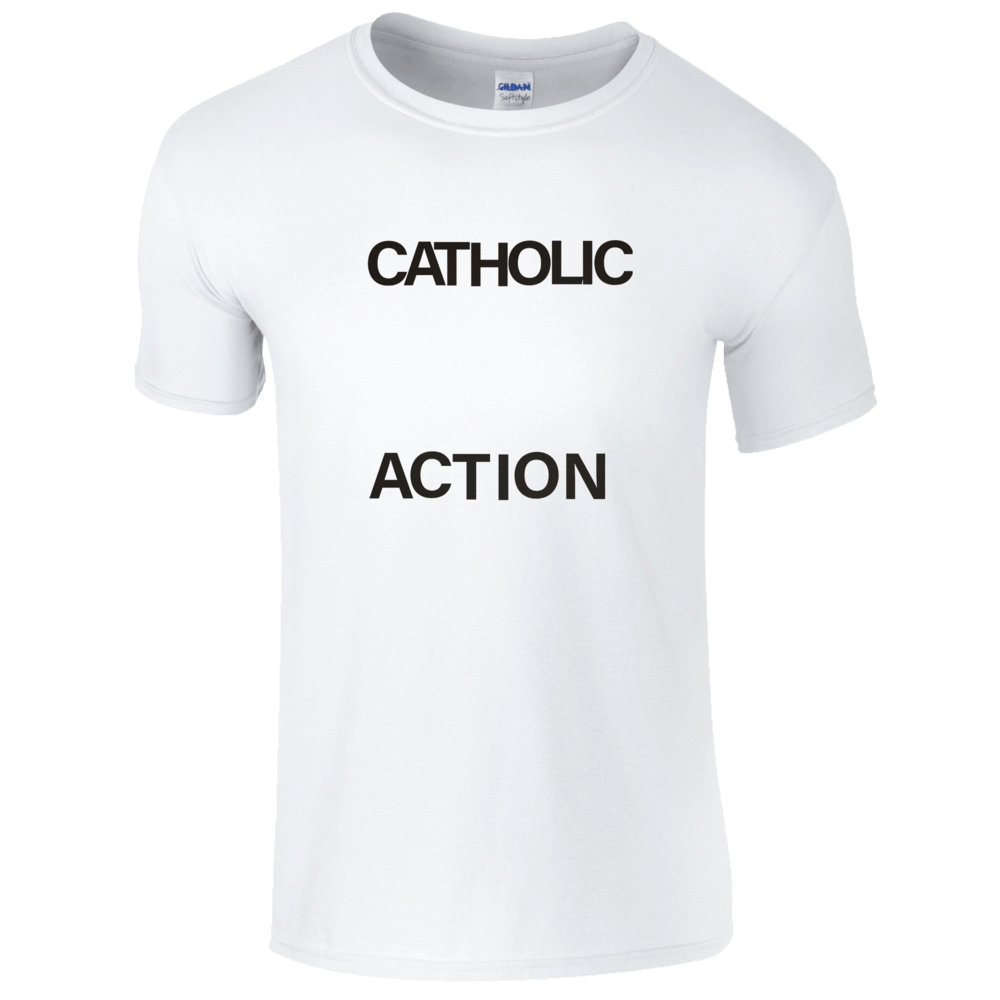 Buy Online Catholic Action - White Logo T-Shirt